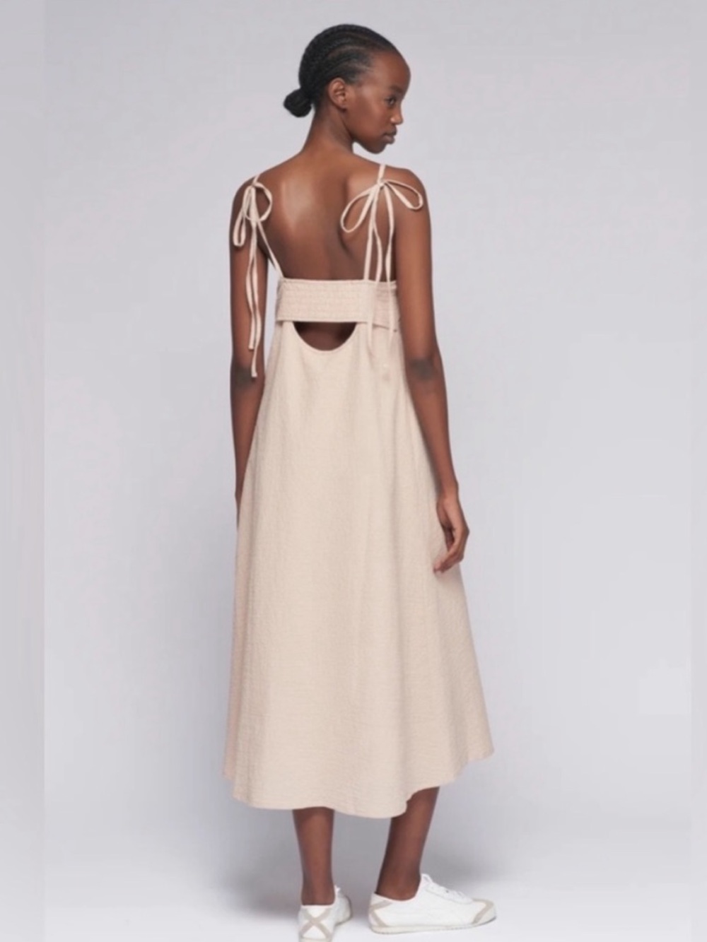 KOTN cotton seersucker beige maxi dress